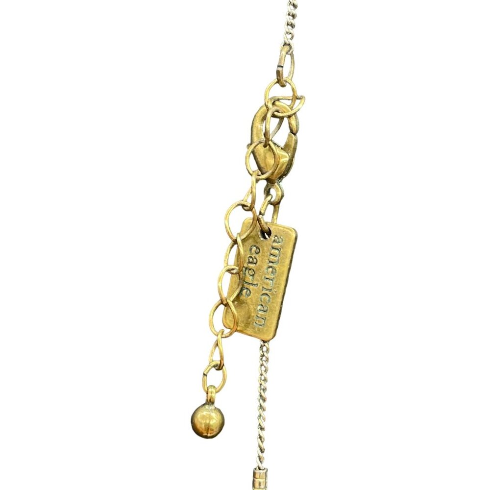 American Eagle Rhinestone Feather Pendant Chain Necklace Silver and Gold Tone - Picture 8 of 8